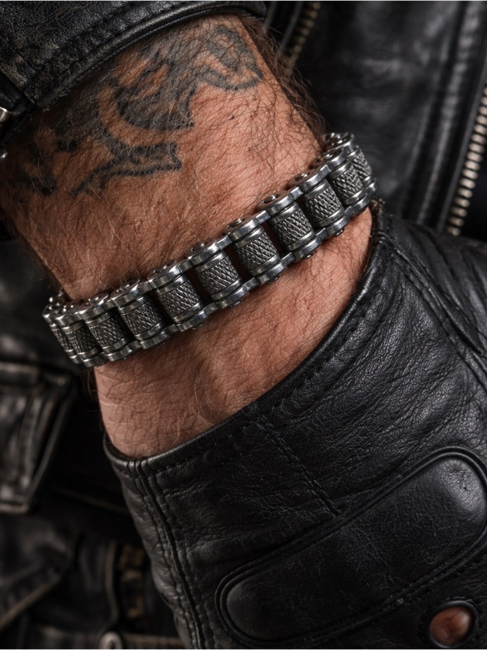 Biker Stainless Steel Chain Bracelet 7.5” | Heavy Motorcycle Link Bracelet